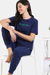 Zivame Friends Knit Cotton Loungewear Set - Medieval Blue — thumbnail 1
